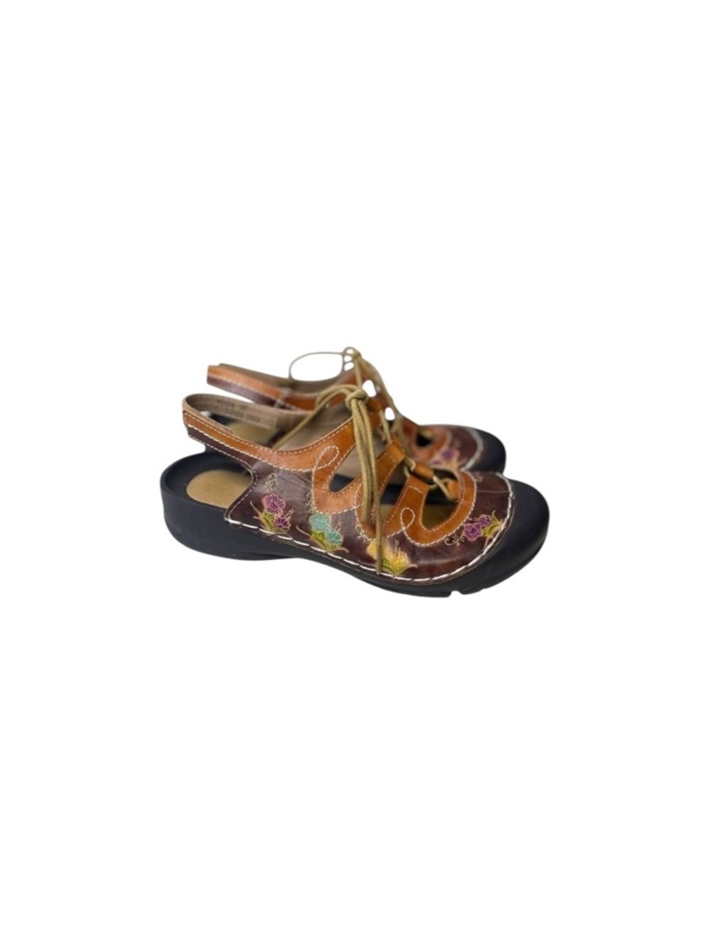 L’Artiste By Spring Step Women’s Vesta Leather Floral Slingback/Lace Sandals